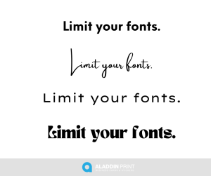 Image showing different fonts used on one graphic, graphic design tips, aladdin print